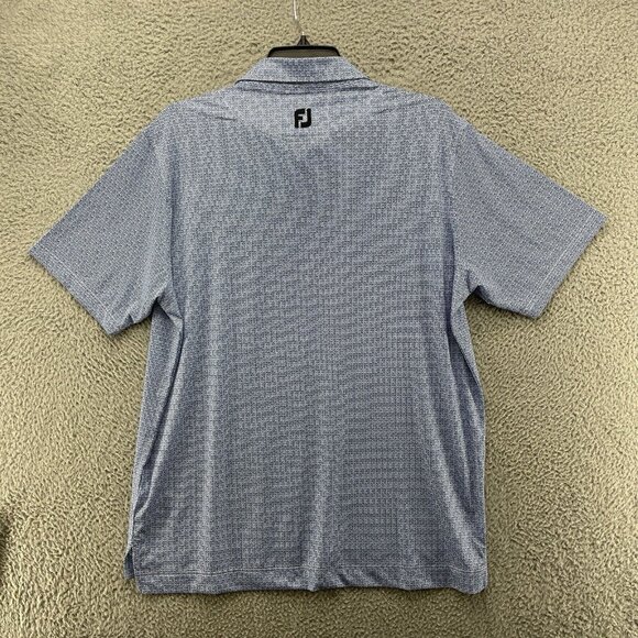Footjoy FJ Swirl Print Polo Shirt Mens XL Blue Short Sleeve Golf Performance - Picture 2 of 12